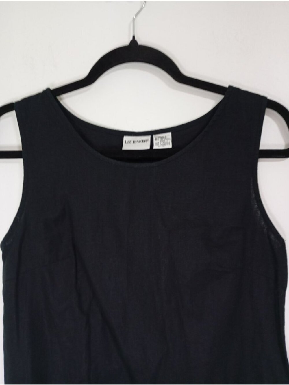 Liz Baker Womens Sleeveless Black Linen Cotton Shift Dress Small - Picture 3 of 8